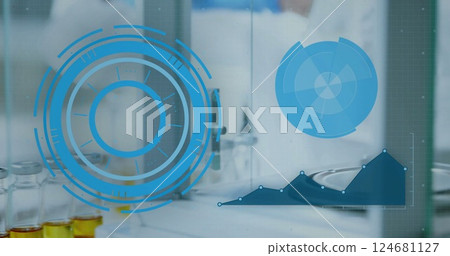 Image of data processing over scientific laboratory Image of data processing over scientific laboratory 124681127