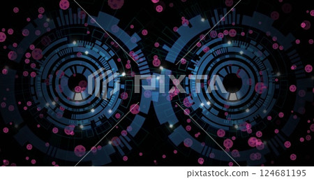 Image of scope scanning over falling icons 124681195