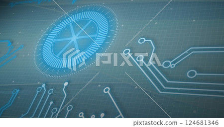 Image of connections and scope scanning over gray background 124681346