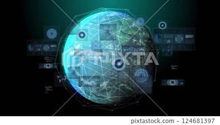 Image of digital data processing and connections over globe 124681397