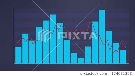 Image of financial data processing on black background Image of financial data processing on black background 124681398