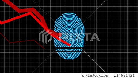 Image of red lines over biometric fingerprint Image of red lines over biometric fingerprint 124681421