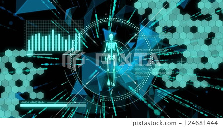 Image of diagrams and data processing over walking skeleton 124681444