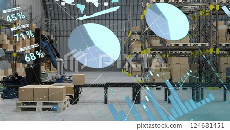 Image of financial data processing over warehouse Image of financial data processing over warehouse 124681451