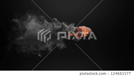 Image of cloud of smoke moving over black background 124681577