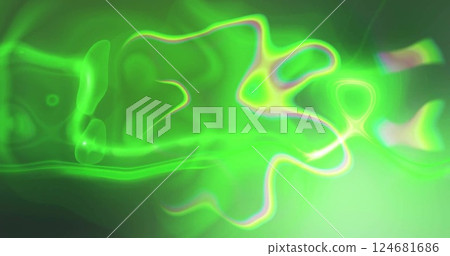 Glowing green abstract shapes and lines, image of fluid motion 124681686