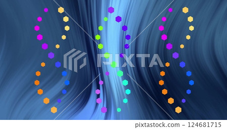 Image of dna strands over blue moving background 124681715