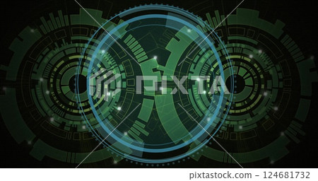 Image of digital circles over scopes scanning 124681732