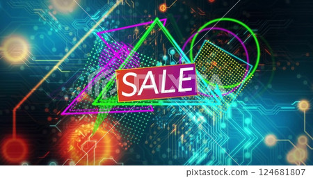 Image of sale text over network of connections Image of sale text over network of connections 124681807