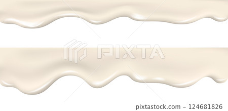 Yogurt wave realistic 3d texture, dripping cream. 124681826