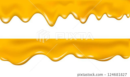 Melted cheese or butter texture, orange, lemon, apple juice. 124681827