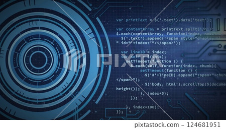 Image of digital data processing over scope scanning Image of digital data processing over scope scanning 124681951