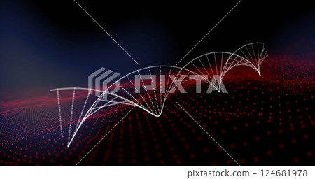Image of dna strand over red spots on black background 124681978