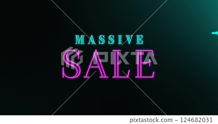 Image of massive sale text over green shapes Image of massive sale text over green shapes 124682031