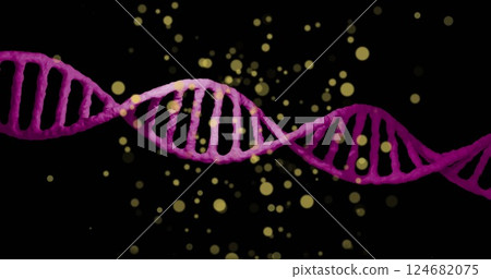 Image of dna strand over moving spots 124682075