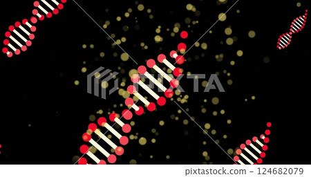 Image of dna strands over moving spots 124682079
