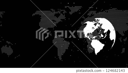 Image of globe spinning over world map Image of globe spinning over world map 124682143