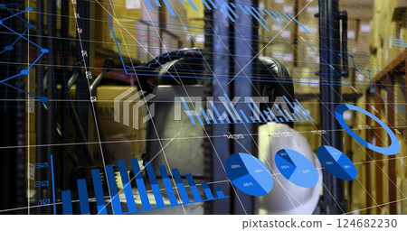 Image of financial data processing over warehouse 124682230