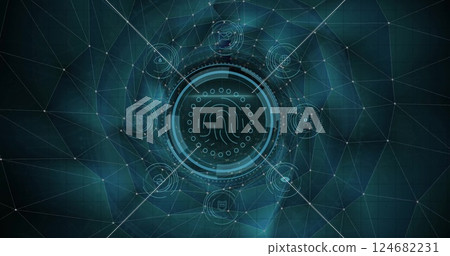 Image of data protection text, connections and data processing over black background Image of data protection text, connections and data processing over black background 124682231