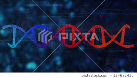 DNA strand and binary coding, scientific data processing image DNA strand and binary coding, scientific data processing image 124682433