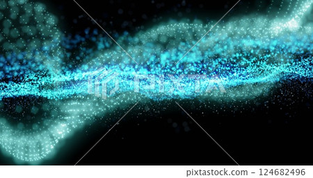 Blue and white particles forming wave patterns, abstract image Blue and white particles forming wave patterns, abstract image 124682496