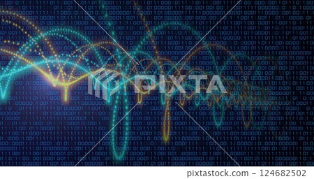 DNA strand and binary coding, scientific data processing image 124682502
