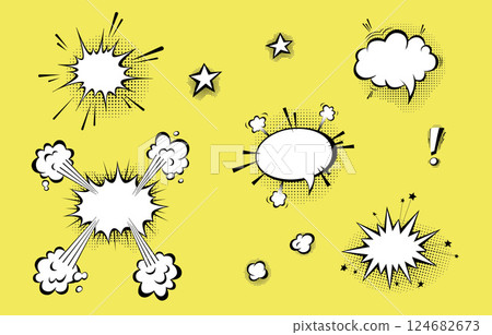 Speech bubbles with halftone shadows in cartoon, comic style. 124682673