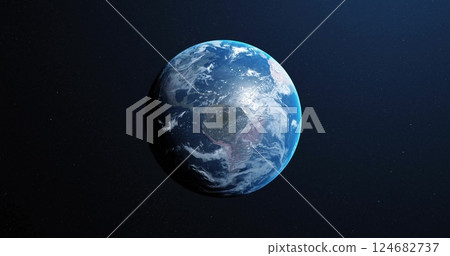 Earth in space with clouds and continents visible, highlighting global beauty Earth in space with clouds and continents visible, highlighting global beauty 124682737