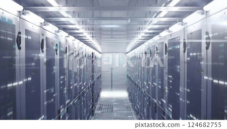 Modern data center with rows of servers and advanced technology infrastructure 124682755