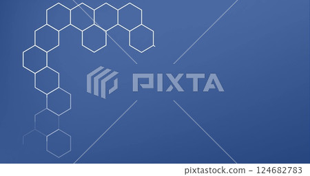 Image of abstract hexagonal pattern forming modern geometric design on blue background Image of abstract hexagonal pattern forming modern geometric design on blue background 124682783
