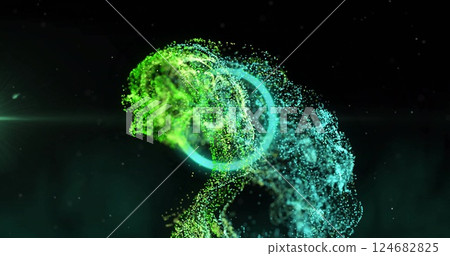 Abstract human figure made of particles with circular motion image Abstract human figure made of particles with circular motion image 124682825