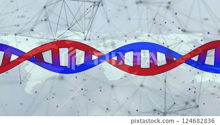 DNA strand image over world map with network connections 124682836