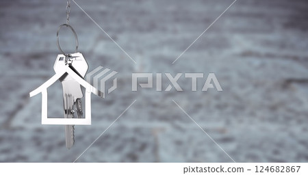 House keychain image over blurred background House keychain image over blurred background 124682867