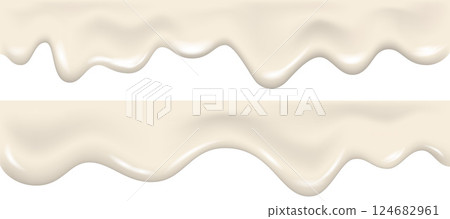 Yogurt wave realistic 3d texture, dripping cream. Yogurt wave realistic 3d texture, dripping cream. 124682961