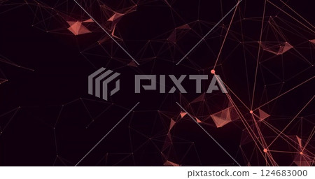 Image of red communication networks moving on black background 124683000