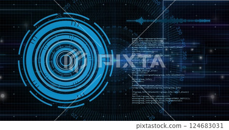 Image of scope scanning and data processing on black background Image of scope scanning and data processing on black background 124683031