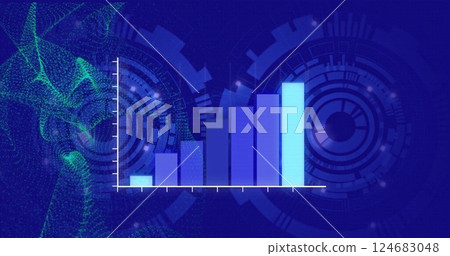 Image of scopes, statistics and data processing over blue backgorund Image of scopes, statistics and data processing over blue backgorund 124683048