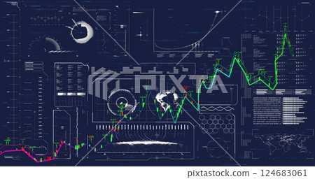 Image of digital data processing over dark background Image of digital data processing over dark background 124683061