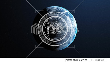 Image of data processing and scope scanning over globe Image of data processing and scope scanning over globe 124683090