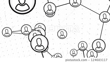 Image of network of connections with people icons over white background Image of network of connections with people icons over white background 124683117
