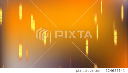Image of digital data processing over orange background 124683141