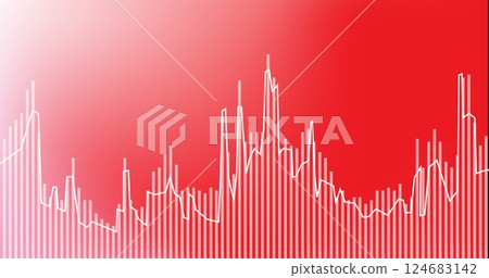 Image of statistics and digital data processing over red background 124683142
