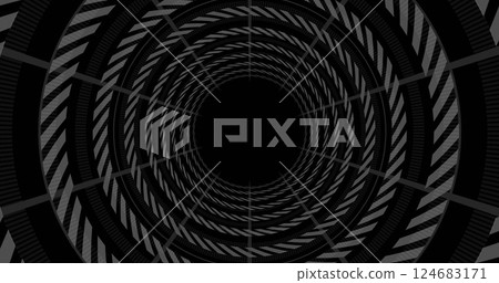 Image of block chain tunnel on black background 124683171