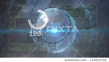 Image of globe over data processing 124683194