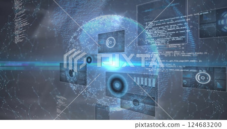 Image of globe over data processing 124683200