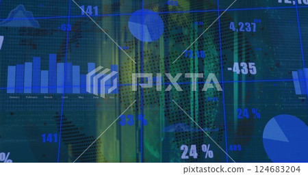 Image of financial data processing over dark background 124683204