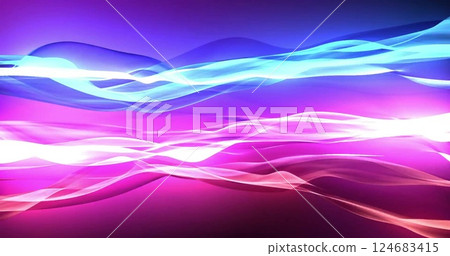 Image of multicoloured waves of neon pattern background 124683415