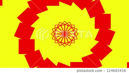 Image of red pattern moving on yellow background 124683416