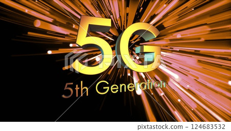 Image of 5g 5th generation text and light trails on dark background Image of 5g 5th generation text and light trails on dark background 124683532