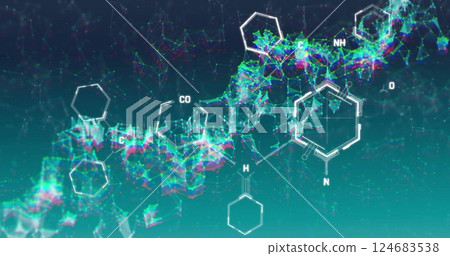Image of chemical formula over dna strand 124683538